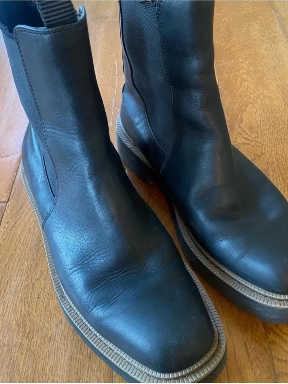 Sam Edelman Black Lug Sole Chelsea Ankle Boots